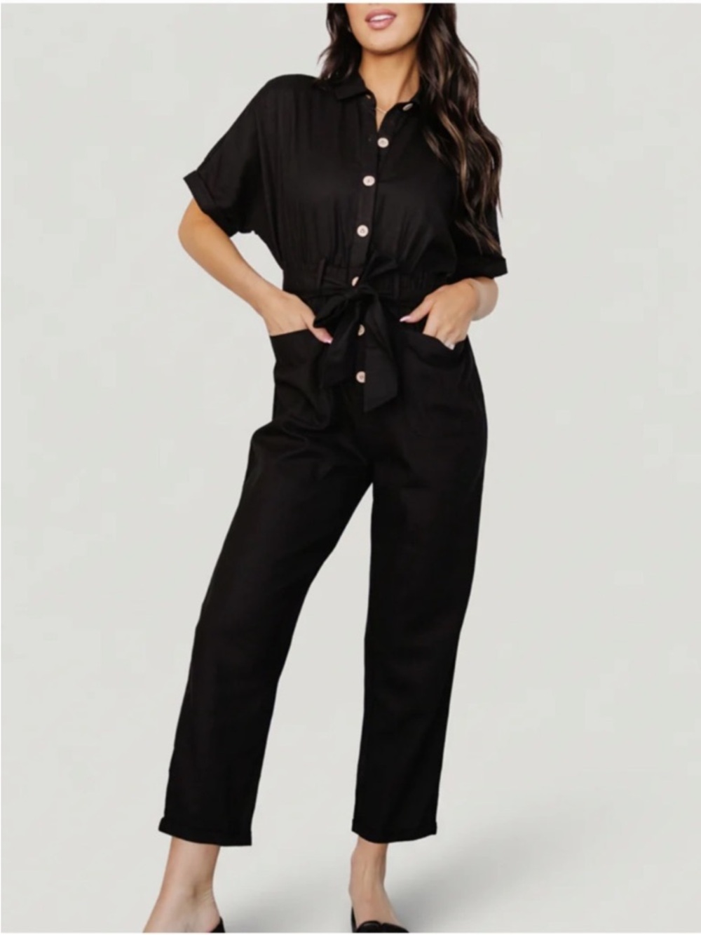 Baltic Born Dallas Button Up Jumpsuit Black Large